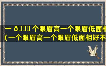 一 🐝 个眼眉高一个眼眉低面相（一个眼眉高一个眼眉低面相好不好）